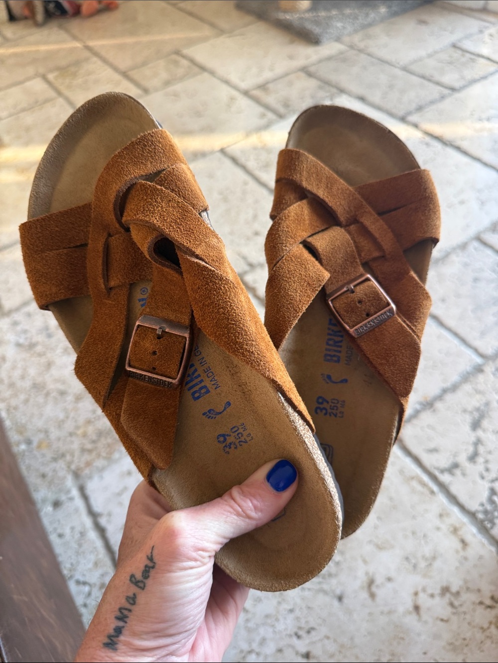 Birkenstock Lugano Mink Suede Soft Footbed Sandals 39